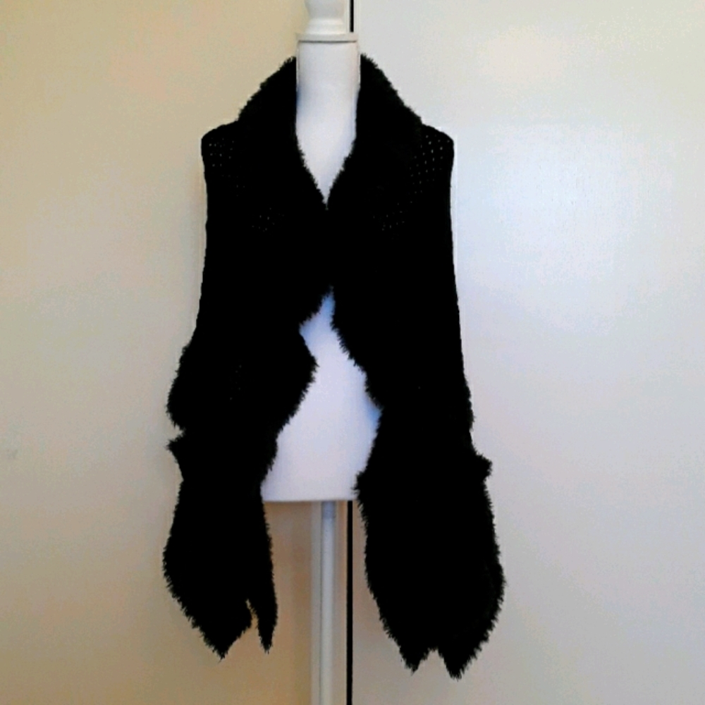 🖤💂‍♀️Black Warm Cozy Knit Shawl W/Pockets One Sz